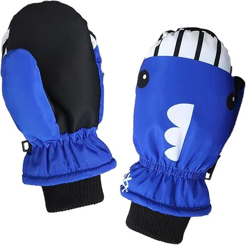 IZUS Winter-Warm-Mittens for Toddler-Girl-Boy Cute Snowboard-Ski-Gloves Water-Repellent Shark-Pattern-Gloves Kids 4-8T in Saudi Arabia