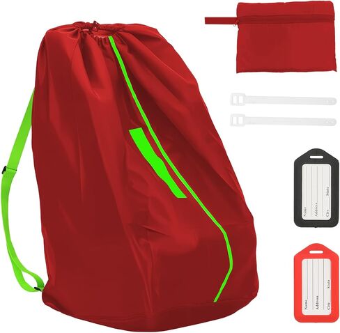 حقائب مقعد السيارة للسفر بالطائرة، وحقيبة فحص البوابة، وحقيبة سفر متينة مع أشرطة كتف سميكة وقطعتين من بطاقات الأمتعة للطائرة (أحمر) in Kuwait