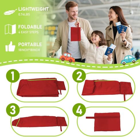 حقائب مقعد السيارة للسفر بالطائرة، وحقيبة فحص البوابة، وحقيبة سفر متينة مع أشرطة كتف سميكة وقطعتين من بطاقات الأمتعة للطائرة (أحمر) in Kuwait