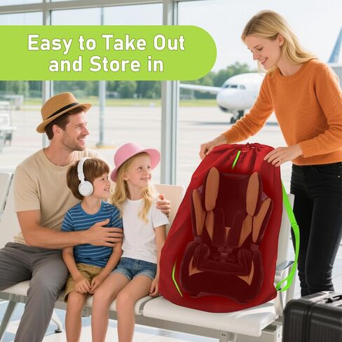 حقائب مقعد السيارة للسفر بالطائرة، وحقيبة فحص البوابة، وحقيبة سفر متينة مع أشرطة كتف سميكة وقطعتين من بطاقات الأمتعة للطائرة (أحمر) in Kuwait