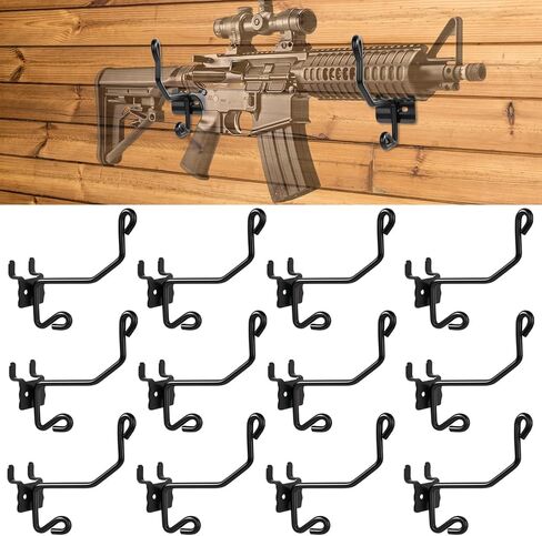 Gun Rack Wall Mount – 12-Pack Vinyl-Coated Steel Hooks for Slatwall, Pegboard & Gridwall – Rifle & Shotgun Hangers for Firearm Display and Storage in Saudi Arabia