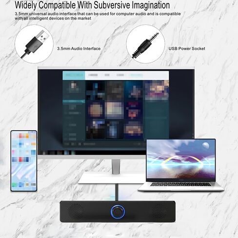 مكبرات صوت للكمبيوتر المكتبي USB بحجم صغير وإخراج صوت واضح للمكتب المنزلي والدراسة in Saudi Arabia