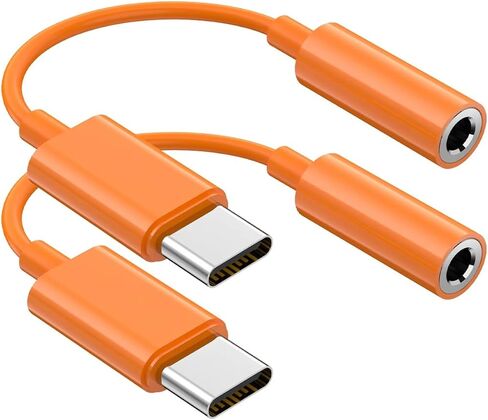 محول مقبس سماعة الرأس USB C إلى 3.5 ملم (عبوتان)، كابل سلك Aux إلى USB C متوافق مع iPhone 17/16/15، iPad Pro، Samsung Galaxy S25 S24 S23 Ultra/Google Pixel - أبيض in Saudi Arabia