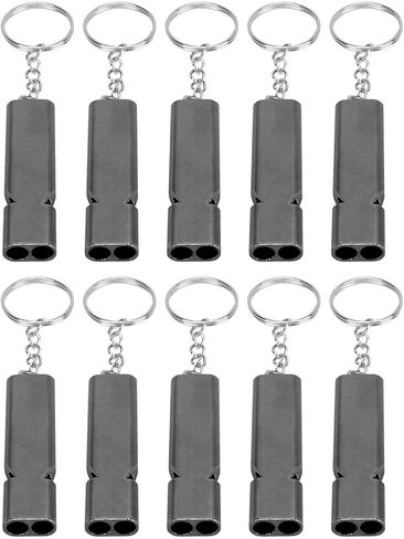 Emergency Survival Whistle Double Tube High Frequency Whistle for Camping Hiking Fishing Keychain for Outdoor Activities Aluminum Alloy in Saudi Arabia