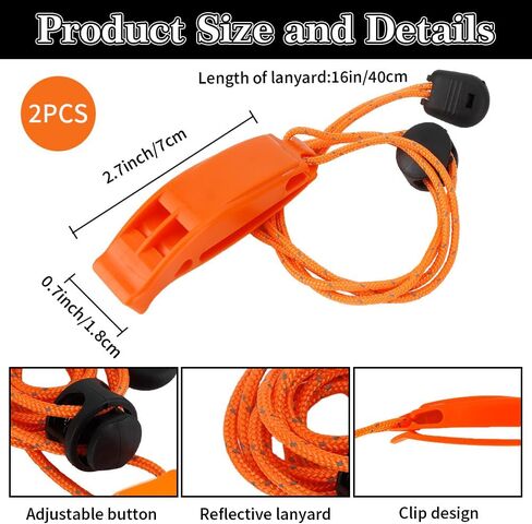 Whistle Emergency Whistle Safety Whistles Loud Survival Whistles with Adjustable Reflective Lanyard for Lifeguard Climbing Hiking Fishing Boating Swimming Hunting Rescue Signal, Plastic in Saudi Arabia