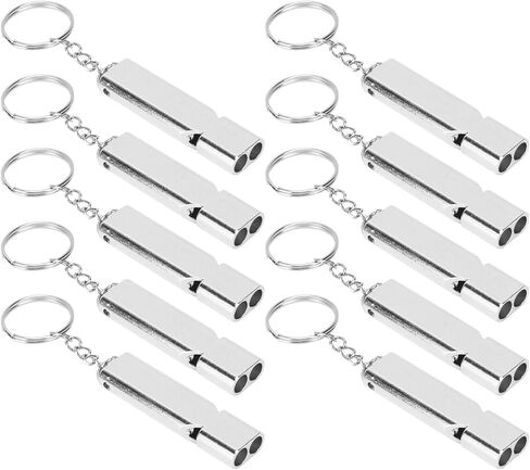 Emergency Survival Whistle Double Tube High Frequency Whistle for Camping Hiking Fishing Keychain for Outdoor Activities Aluminum Alloy in Saudi Arabia