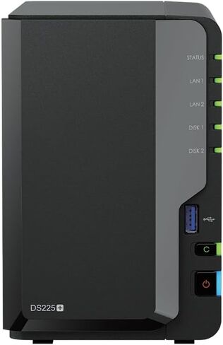 Synology DS225+ 2-Bay Diskstation NAS (Intel Celeron J4125 Quad-Core, 2 GB Non-ECC DDR4 SODIMM 1 x 2,5 GbE und 1 x 1 GbE RJ-45 LAN-Port) 8TB Bundle with 2X 4TB WD Red Plus in Kuwait