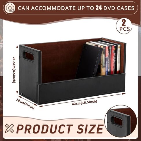 مجموعتان من صناديق تخزين أقراص DVD الجلدية القابلة للتكديس وحامل رفوف تخزين أقراص DVD مع حامل عرض شريط كاسيت مع مقابض حمل لحالات الأفلام، يمكن لمنظم تخزين ما يصل إلى 52 صندوقًا in Kuwait