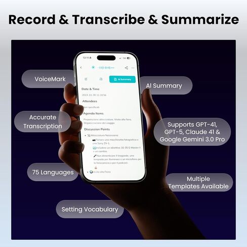 HiDock P1 AI Voice Recorder: Smart Voice Recorder Work with Wireless Earbuds Portable Digital Recording Device BlueCatch Tech Meeting Transcription Summary Playback HiNotes Control 64GB(Space Gray) in Saudi Arabia