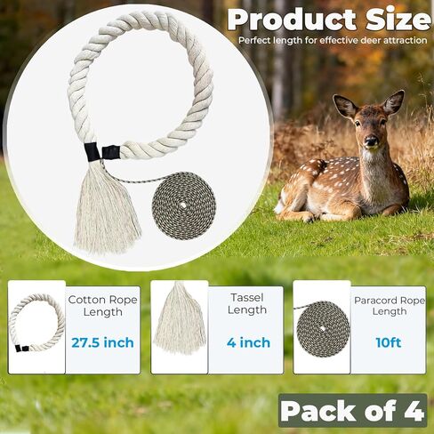4pcs Deer Scent Rope Kit, 30'' Cotton (NOT Hemp) Scent Wick Rope for Mock Scrape and Deer Hunting with 10' Pre-Attached Paracord (Scent attractant is not Included) in Saudi Arabia