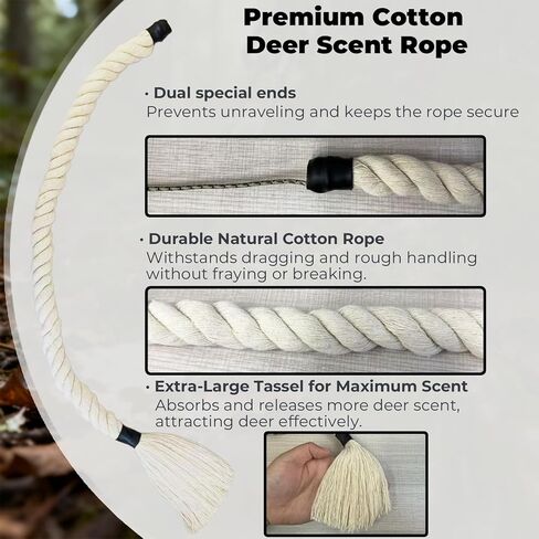 4pcs Deer Scent Rope Kit, 30'' Cotton (NOT Hemp) Scent Wick Rope for Mock Scrape and Deer Hunting with 10' Pre-Attached Paracord (Scent attractant is not Included) in Saudi Arabia