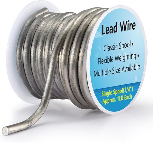 Lead Wire Solid Core Roll 1 Lb Spool — Soft High Density Lead Line for Fishing Sinkers, Drift & Dragging Weights, Fly Tying Crafting Material with 5/64", 1/8", 3/16", 1/4" Gauge Available in Kuwait