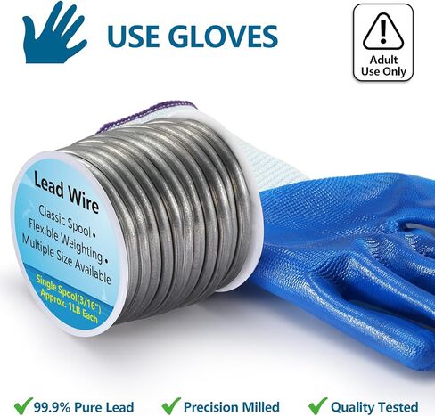 Lead Wire Solid Core Roll 1 Lb Spool — Soft High Density Lead Line for Fishing Sinkers, Drift & Dragging Weights, Fly Tying Crafting Material with 5/64", 1/8", 3/16", 1/4" Gauge Available in Kuwait