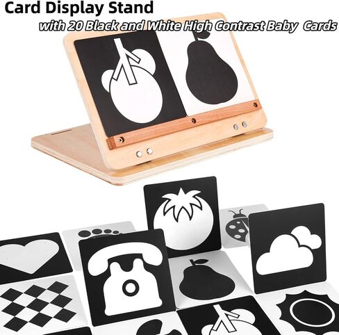 Tummy Time Mirror Large Baby Mirror Toy and Card Display Stand with Black and White High Contrast Baby Cards Double-Sided Design Adjustable Angle Montessori Mirror in Saudi Arabia