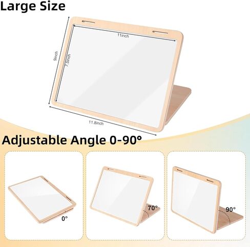 Tummy Time Mirror Large Baby Mirror Toy and Card Display Stand with Black and White High Contrast Baby Cards Double-Sided Design Adjustable Angle Montessori Mirror in Saudi Arabia