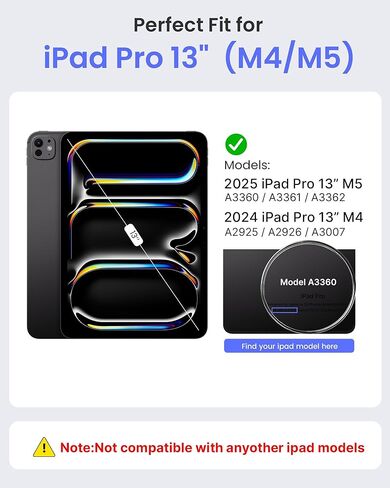 حافظة لوحة مفاتيح Edge+ لجهاز iPad Pro مقاس 13 بوصة (M5/M4، 2025/2024)، لوحة مفاتيح سوداء فلكية مع إضاءة خلفية 11 لونًا، متعددة الأوضاع، حافظة خلفية سوداء قابلة للإزالة، حامل عائم مغناطيسي، لوحة تتبع أكبر in Saudi Arabia