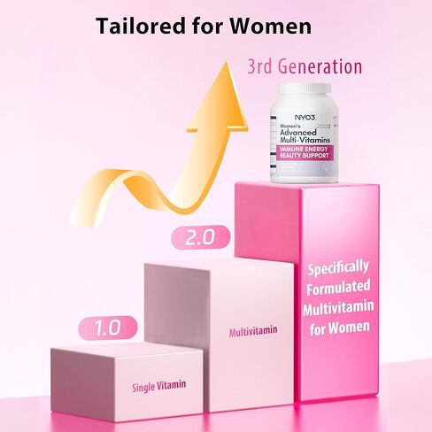 Multivitamin for Women with Zinc & Biotin Vitamins A,C,K,B2,B6,B12 & Multimineral | Daily Multivitamins Beauty & Energy | Gluten-Free, 60 Day Supply in Kuwait