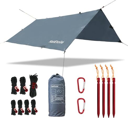 Waterproof Camping Tarp - PU5000mm Coating Rain Fly for Hammock Cover, Tarp Tent, Versatile with 19 tie-Outs - Portable, Essential for Backpacking and Camping Gear - 10x10ft in Saudi Arabia