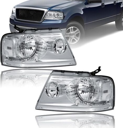 المصابيح الأمامية ث/عمود LED لـ 04-08 Ford F150 06-08 لينكولن مارك LT الأضواء الأمامية تحل محل عاكس الإسكان الأسود الكهرماني in Kuwait