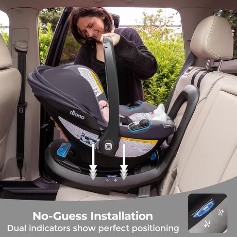 مقعد وقاعدة سيارة للرضع Diono LiteClik30 RXT SafePlus، مواجهة خلفية للرضع من 4 إلى 30 رطل، هندسة SafePlus، مع حشوة للرضع، عامل حماية من الشمس 50+ (رمادي صقيع جليدي) in Saudi Arabia