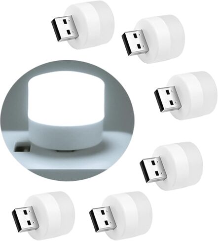 ضوء ليلي USB، لمبة إضاءة LED صغيرة، ضوء ليلي، أضواء ليلية صغيرة، أبيض دافئ، لمبة إضاءة USB لغرفة النوم، الحمام، المدخل، الحضانة، المطبخ، ضوء السيارة الصغير 6PS (6 أبيض) in Saudi Arabia