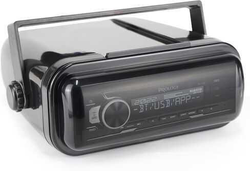 STUDIOFINIX Durable Water Resistant Radio Stereo Cover Waterproof Boat Stereo Protector Shield with Flip-Up Door UV-Resistant ABS Housing, Includes Mounting Gasket (Black) in Saudi Arabia