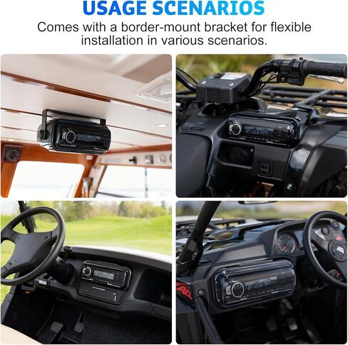 STUDIOFINIX Durable Water Resistant Radio Stereo Cover Waterproof Boat Stereo Protector Shield with Flip-Up Door UV-Resistant ABS Housing, Includes Mounting Gasket (Black) in Saudi Arabia