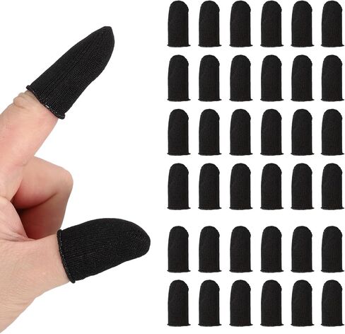 PATIKIL Controller Finger Thumb Sleeve, 120 Pack Mobile Gaming Finger Sleeve Silver Fiber Tip Gloves Anti-Sweat Breathable for Phone Game Touchscreen Devices, Yellow in Saudi Arabia