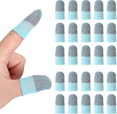 PATIKIL Controller Finger Thumb Sleeve, 40 Pack Mobile Gaming Finger Sleeves Silver Fiber Tip Gloves Anti-Sweat Breathable for Game Phone Touchscreen Devices, Light Green in Saudi Arabia