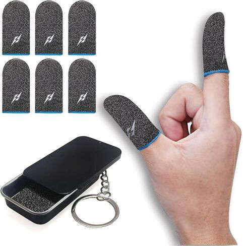6 Pack Gaming Finger Sleeves Thumb Sleeve for Mobile Game Controller for PUBG Anti-Sweat Breathable Seamless (Charcoal Gray Blue) in Saudi Arabia
