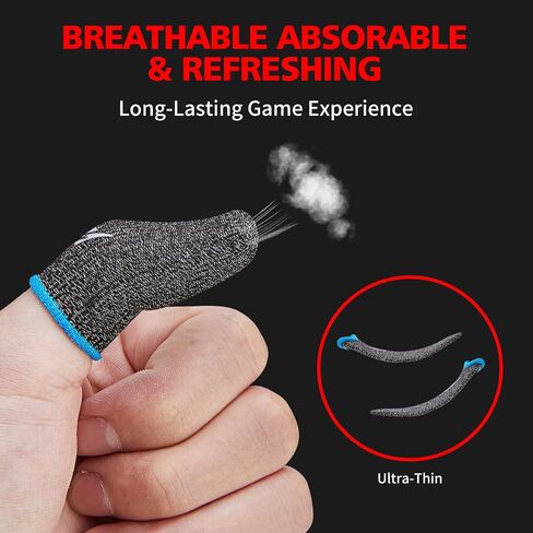 6 Pack Gaming Finger Sleeves Thumb Sleeve for Mobile Game Controller for PUBG Anti-Sweat Breathable Seamless (Charcoal Gray Blue) in Saudi Arabia