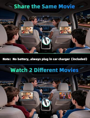 مشغل DVD للسيارة مقاس 10.6 بوصة - مشغل DVD مزدوج محمول من FELEMAN للسيارة مزود بقرص من نوع الشفط، ومشغل DVD لمسند الرأس يشغل نفس الفيلم أو فيلمين مختلفين، ويدعم فيديو 1080 بكسل، وUSB، وHDMI IN، وAV In/Out، وجميع المناطق in Kuwait