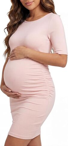 OUGES Women's Lyocell Cool Fabric Maternity Dress Ruched Pregnancy Clothes Summer Casual Dresses 2026 in Saudi Arabia