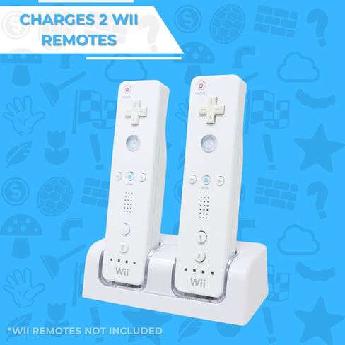 Old Skool Wii Dual Charging Station w/ 2 Rechargeable Batteries & LED Lights for Wii Remote Control in Saudi Arabia