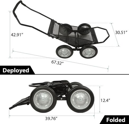 G-PLUS 500 Pounds Capacity Foldable Multi Use Deer Game Recovery Cart Utility Gear Dolly with 4 Oversized Wheels All Terrain Cart Black in Saudi Arabia