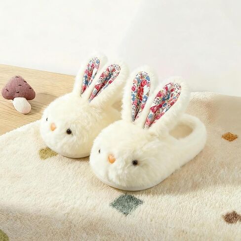 Bunny Slippers for Kids Toddler Boys Girls, Cute Animal Fluffy Soft Plush Home House Slipper Indoor Winter Bedroom Non Slip Rabbit Warm Baby Shoes in Saudi Arabia