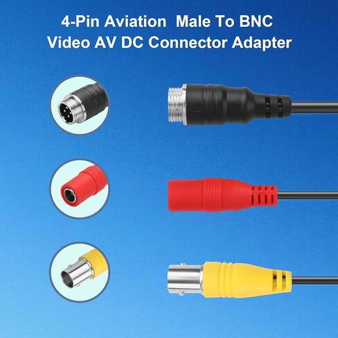 M12 4-Pin ذكر الطيران إلى BNC+ DC محول موصل أنثى، نظام مراقبة CCTV، كابل فيديو محول الكاميرا لكاميرا احتياطية للسيارة 11.8 بوصة (4-Pin ذكر الطيران إلى BNC+DC أنثى) in Kuwait