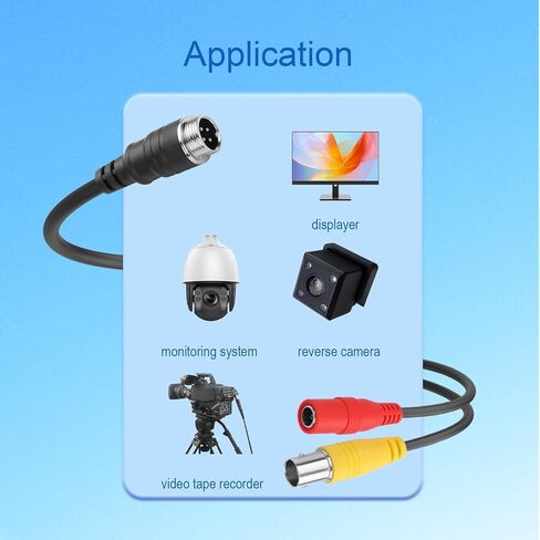 M12 4-Pin ذكر الطيران إلى BNC+ DC محول موصل أنثى، نظام مراقبة CCTV، كابل فيديو محول الكاميرا لكاميرا احتياطية للسيارة 11.8 بوصة (4-Pin ذكر الطيران إلى BNC+DC أنثى) in Kuwait