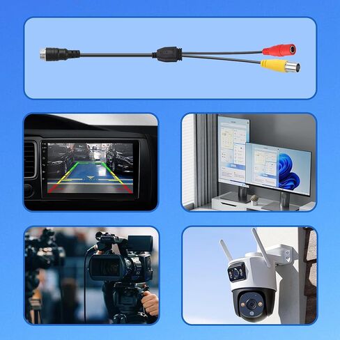 M12 4-Pin ذكر الطيران إلى BNC+ DC محول موصل أنثى، نظام مراقبة CCTV، كابل فيديو محول الكاميرا لكاميرا احتياطية للسيارة 11.8 بوصة (4-Pin ذكر الطيران إلى BNC+DC أنثى) in Kuwait