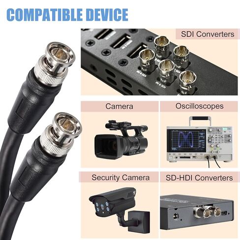 MECCANIXITY 32.8FT 12G-SDI Cable, 4K 60Hz HD-SDI Video Cable 75 Ohm RG6 BNC Cable 18AWG Cable Wire Supports HD-SDI/3G/6G-SDI for Camera Surveillance CCTV System in Saudi Arabia