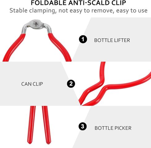 Heat Resistant Bottle Sterilise Tong and Anti-Slip Bottle Clip for Feeding Red with Jar for Kitchen and Use in Saudi Arabia