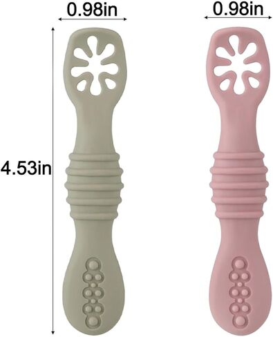 PandaEar 7 Pack Baby Spoons, Soft Silicone Self-Feeding Utensils for Babies & Toddlers, BPA-Free Silicone First Stage Training Spoon with Easy-Grip Handle in Saudi Arabia