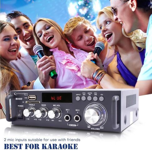 Home Theater System Kit – 2 Channel, 600 Watts Bluetooth Amplifier w/ 2 Qty of 6.5" Framed Ceiling Speakers 200W Each, 50 ft Speaker Wire & Remote Perfect for Home, Restaurant Use by Technical Pro in Saudi Arabia