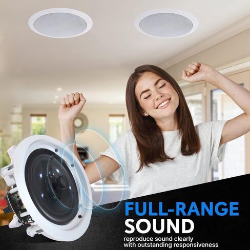 Home Theater System Kit – 2 Channel, 600 Watts Bluetooth Amplifier w/ 2 Qty of 6.5" Framed Ceiling Speakers 200W Each, 50 ft Speaker Wire & Remote Perfect for Home, Restaurant Use by Technical Pro in Saudi Arabia