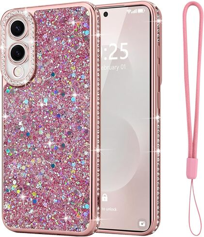 Lafunda for Samsung Galaxy S24 Case Glitter, Luxury Shiny Bling Sparkly Bumper Cover with Crystal Diamonds for Women Girls Soft Shockproof Protective Phone Case for Samsung Galaxy S24 6.2", Purple in Saudi Arabia