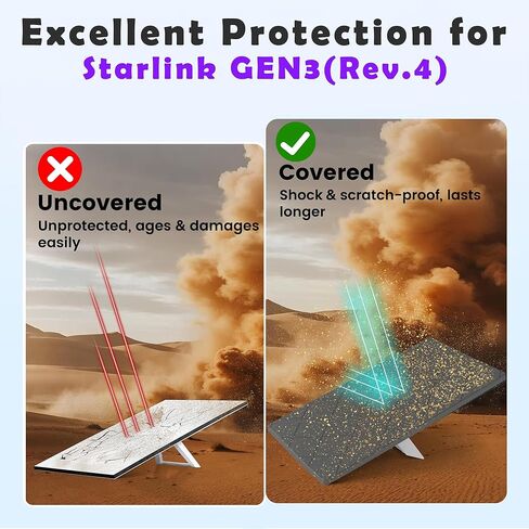 غطاء حماية Starlink Gen 3، جراب Starlink Gen 3 من السيليكون المقاوم للصدمات، واقي من البرد لطبق الأقمار الصناعية Starlink Gen 3، مقاوم للماء، مقاوم للصخور/الرمال/البَرَد، أسود in Kuwait
