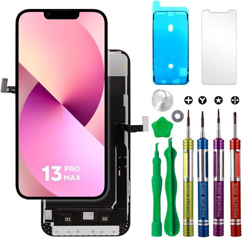 LCD Screen Replacement for iPhone 13 Pro Max (A2484, A2641, A2644, A2645, A2643) 6.7 inch 3D Touch Screen Display Digitizer Frame Assembly Repair Kit with Repair Tools in Saudi Arabia