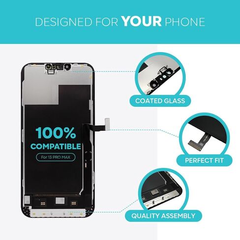 LCD Screen Replacement for iPhone 13 Pro Max (A2484, A2641, A2644, A2645, A2643) 6.7 inch 3D Touch Screen Display Digitizer Frame Assembly Repair Kit with Repair Tools in Saudi Arabia