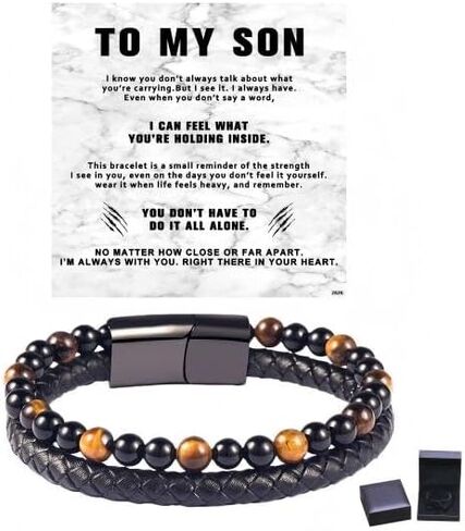 Ziella The Guardian Son Sarelet مع حماية Tiger Eye ، إلى سوار ابني من أمي ، ليث الأسود من أجل هدية المجوهرات الابن in Saudi Arabia