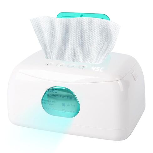 Baby Wipe Warmer with 16-Level Precision Heating, Portable USB-Powered Wet Wipe Warmer, Auto-Lift Spring Wet Wipes Dispenser, Gentle 45°-60° Diaper Wipes Warmer for Diaper Changes, Home & Travel Use in Saudi Arabia